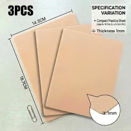 A4 Size Tattoo Practice Skin 3/1mm Double Side Silicone Permanent Makeup Eyebrow Synthetic Leather Training Fake Skin Accessory