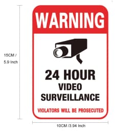4/8PCS Warning Stickers 24 HOUR VIDEO Surveillance Security Camera Alarm Sticker CCTV Video Warning Tape Home Store School etc.