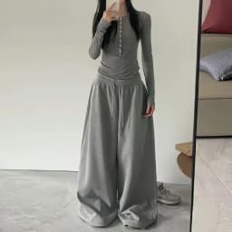 Deeptown Vintage Oversized Basic Women Sweatpants Wide Leg Korean Fashion Baggy Harajuku Pants Jogging Hip Hop Trousers Autumn