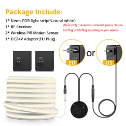24V Wireless PlR Motion Sensor COB LED Neon Strip NightLight for Bed Bathroom Stair Hallway Lighting 3/5/10m Solid Silicone Tape