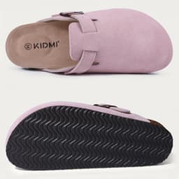 Evshine Women Suede Cork Slippers with Adjustbale Strap Comfy Arch Support Leather Mules Retro Men Potato Shoes Lady Cork Clogs