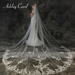 Ashley Carol Customized Wedding Veils With Comb Lace custom made length Cathedral Wedding Veil Wedding Accessories