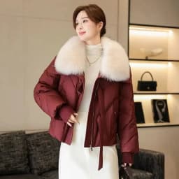 Large Fur Collar And Thick Cotton Jacket For Women In Winter 2025 Fashionable And Loose Warm Short Jacket Outwear