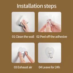 Heart Shape Transparent Hooks Non Punching Plastic Love Hangers Holder Self Adhesive Key Towel Multi-Purpose Hooks Storage Rack