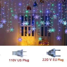 Christmas Snowflake String Lights 3.2M 8 Modes Outdoor Garden Patio Window Roof Decor Warm, White, Multicolor Holiday Decor Set