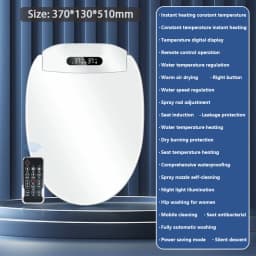 Smart Bidet Toilet Seat with Remote Control Heated Seat Instant Warm Water Antibacterial Nozzle Air Dryer for Bathroom Comfort
