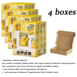 30th Anniversary Pikachu Figure Set Genuine Pokemon Dream Painting Pikachu Figure Simplified Chinese PTCG Collectible Cards Gift