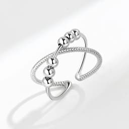 Vintage Round Beads Rotating Anti Stress Ring For Women Twisted Fidget Metal Spinner Anxiety Relief Spinning Ring Bague Femme