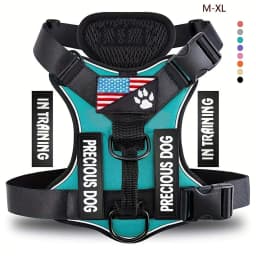 Reflective Dog Vest Harness with 5 PCS Patches Service Dog Harness Adjustable Soft Oxford Pet Harness