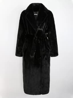 Nerazzurri Winter Long Purple Black Green Fluffy Thick Warm Luxury Faux Fur Coat Women Sashes New Arrival 2022 Furry Overcoat