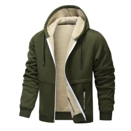 Blue Fleece-Lined Hoodie Jacket for Men - Warm, Comfortable, Casual Style Male Coat. Size M-5XL 6XL