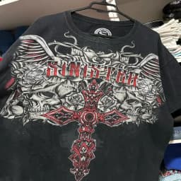 Black Mens Gothic Dark Style Sweatshirt Loose Unique Wing Print Design on Front Chest Trendy Casual Streetwear Edgy Personality