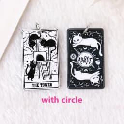8Pcs 39*23 MM Black White Cat Tarot Card Charms Creative Acrylic Sun Moon And Lovers Jewelry For Earring Necklace Diy