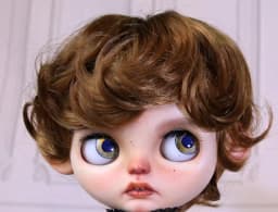 Blythes Doll Wig Fits Into the 1/6 Style Male European Style Curly Hair With Highlights Dark Brown Mixed Light Imitation Mohair