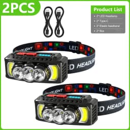 400000LM Headlamp Super Bright LED Headlamp USB Rechargeable Head Torch Built-in Battery 18650 Flashlight Outdoor Portable Light