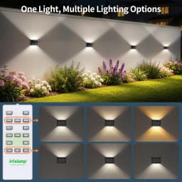 intelamp 2 Pack Outdoor Solar Wall Lights Dusk To Dawn Fence Deck Patio Light 3 Colors Mode With Remote For Wall Terraces Fences