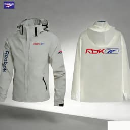 Reebok Logo Men's Windproof and Waterproof Jacket, Ideal for Hiking, Outdoor Adventures, and Motorcycle or Scooter Riding