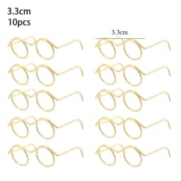 5Pcs Retro Black Metal Lensless Round Eyeglasses Doll Glasses Frame For Bjd Fashion Plush Toy Glasses Dolls Accessories Kids Toy