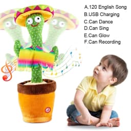 Talking Cactus Dancing Baby Toy Cactus Repeats What You say for Kids with English Songs Dancing Toy for Gift Toddle Girls Boys