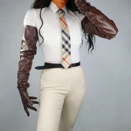 LONG GLOVES Faux Leather PU 15" 38cm Coffee Dark Deep Brown Loose Fit Unisex LLDLLNT