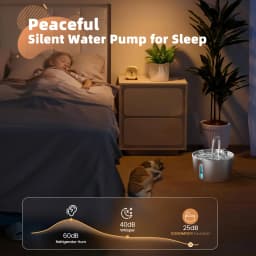 ZYFeeder 2.2L Automatic Cat Water Fountain Square Stainless Steel Bowl Pet Water Feeder Dog Water Fountain Silent(No 5V 1A Plug)