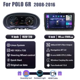Wowuseful Digital Dashboard Cluster For VW Polo 6R 08-16ys VENTO crossfox 15 Navigation Radio Android Player Map Paneel Cockpit