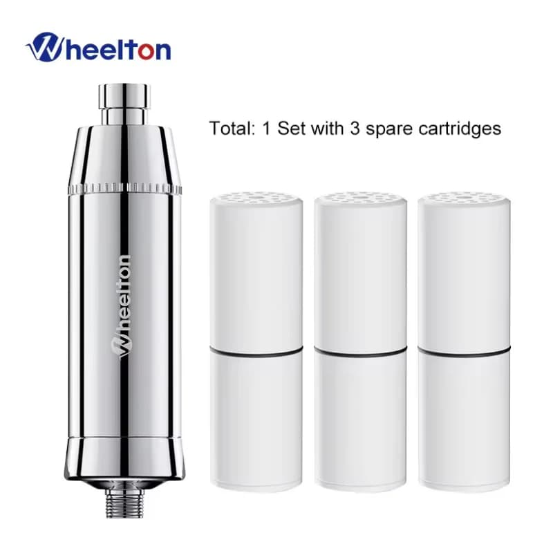 Wheelton SPA Bathing Remove Chlorine Water Filter Purifier Shower Filtration Soft Water Attach Extra 3 Cartridges