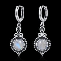 New Elegant Natural Kyanite S925 Silver Drop Earrings for Women Vintage Jewelry Wedding Engagement Hoop Earrings Gifts