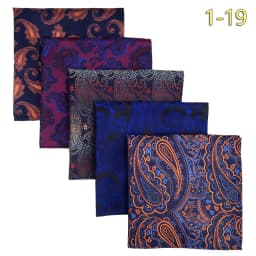 5 PCS Luxury Mens Pocket Square Set Handkerchief Assorted Paisley Floral Print Striped Hanky Suit Gentlemen Wedding Gift Vintage