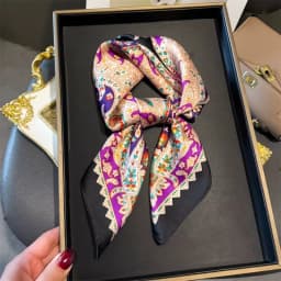 2025 New Paisley Print Small Square Scarf Soft Satin Silk-like Thin Neck Scarf Mature Style Sunscreen Headscarf For Women