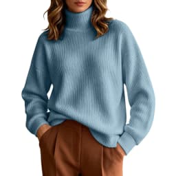 Women Fall Winter Pure Color Long Sleeved High Neck Round Neck Knitted Pullover Sweater Light Sweat Shirts Women