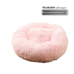 Washable Soft Long Plush Dog Bed with Zipper Cat Bed Small Medium Large Dog Round Thickened Kennel Cat Bed Blanket Couch for Dog