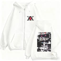 Anime Hunter X Hunter Eyes Graphic Zipper Hoodie Men Women Fashion Manga Oversized Zip Up Jacket Unisex Casual Vintage Hoodies