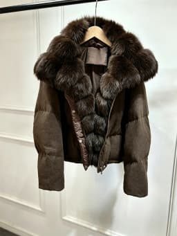Janveny Luxury Winter 90% White Duck Down Wool Blends Jacket Women 2025 New Real Natural Fox Fur Thick Warm Puffer Down Coat