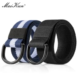 Maikun 2PCS Men Belt Double Ring Buckle Waistband Casual Canvas Belts Belt For Men
