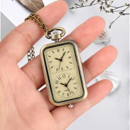 Retro Bronze Steampunk Dual Face Dual Movement Quartz Pocket Watch Necklace Clock Men's And Women's Gifts
