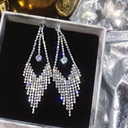 Shiny Crystal Zircon Long Stud Earrings for Women Geometric Hanging Drop Tassel Earring Fashion Party Vintage Pendant Jewelry