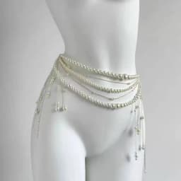 Y2K Designer Belt Multilayer Pearl Waist Chain for Women's Fashion Retro Character Playing clothes Accessories Party Belts