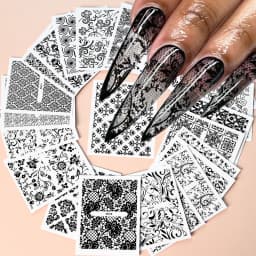 3D Colorful Flowers Cherry Blossoms Rose Daisy Nail Decals 20/30/60/70/90pcs Cute Heart Nail Sticker Manicure Decoration 5.5*6cm