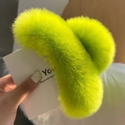 Natural Rex Rabbit Fur Big Crab Hair Clip for Girls Rabbit Hair Claw Clips Cute Ponytail Women's Barrettes Fluffy Hair Crab