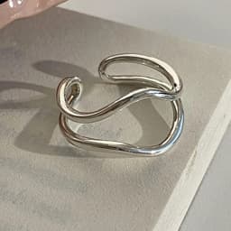 PANJBJ  925 Sterling Silver Double Layer Ring for Women Girl Gift Geometry Hollowing Out Minimalism Fashion Jewelry Wholesale