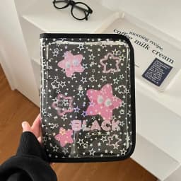 A5 Laser Star Zipper Binder Collect Book Refill Organizer DIY Journal Dairy Transparent Kpop Idol Photo Album Kawaii Stationery