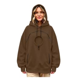 Oversized Hoodie with Pet Pouch Women's Zipper Kangaroo Pocket Sweatshirts for Small Cat & Dog Pet Lover Hoody Hooded Pullover