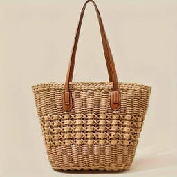 Braided Straw Tote Bag Large Capacity, Vacation Ready, Daily Shopping Companion for Women Perfect for Beach, Casual Fashion