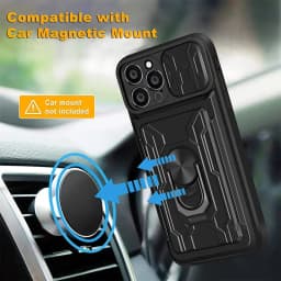 Phone Case For iPhone 18 17 16 15 14 13 12 11 Pro Max Plus SE Slide Camera Card Slot Military Grade Ring 360 Magnetic Back Cover