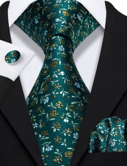 Elegant Spring Style Flower Men Tie Set Casual Wedding Business Necktie Hanky Cufflinks 3PCS Suit Accessories Mint Green Pink