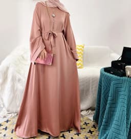 Regular-Fit Plain Stain Dubai Abaya Muslim Long Women Dress Modest Islamic Clothing Hijabi Robe-Long Wide Sleeves, Side Pockets