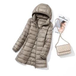 Schinteon M-7XL Women Down Jacket Ultralight White Duck Down Long Coat with Removable Hood Thin Slim Spring Autumn Outwear New