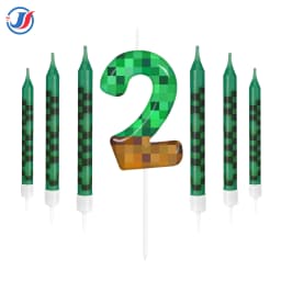 7Pcs Retro Pixel Birthday Cake Candles Topper for Pixel Theme Party Anniversary Party Video Game Party Supplies for Boys Girls