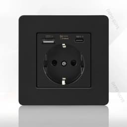 86 Type Retro Switch 1-4 Gang 2 Way Wall Light Brass Lever Toggle Switch Black Matte Stainless Steel Panel EU FR Power Outlet